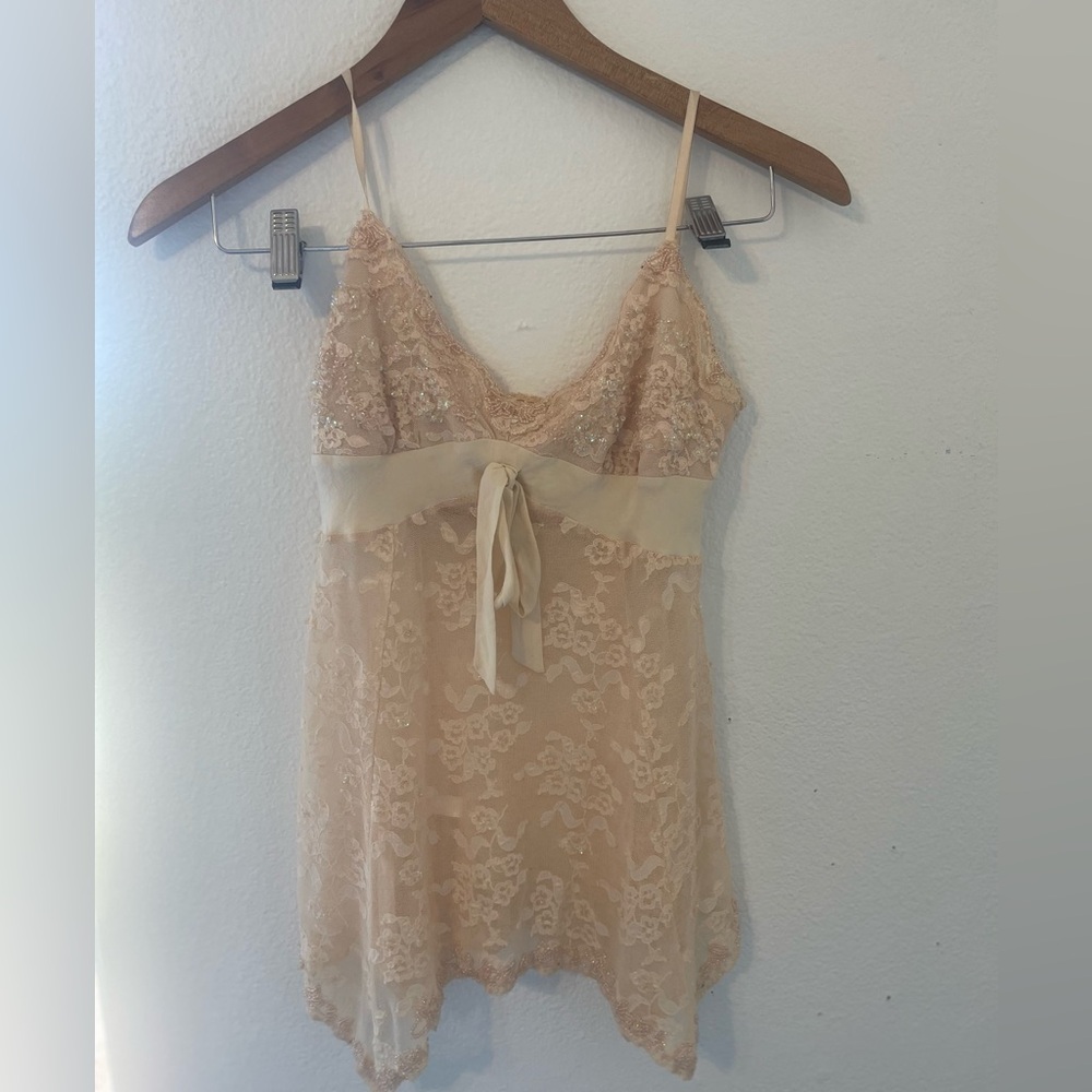 Beaded lace tank top